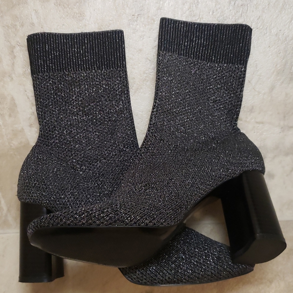Zara Womens Gray/Black Stretched Boots Size 10